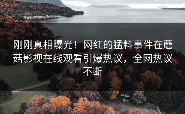 刚刚真相曝光！网红的猛料事件在蘑菇影视在线观看引爆热议，全网热议不断
