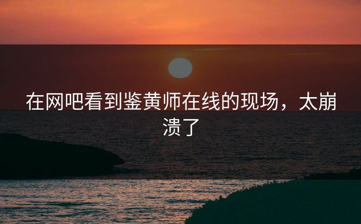 在网吧看到鉴黄师在线的现场，太崩溃了