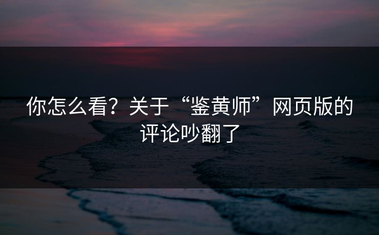 你怎么看？关于“鉴黄师”网页版的评论吵翻了