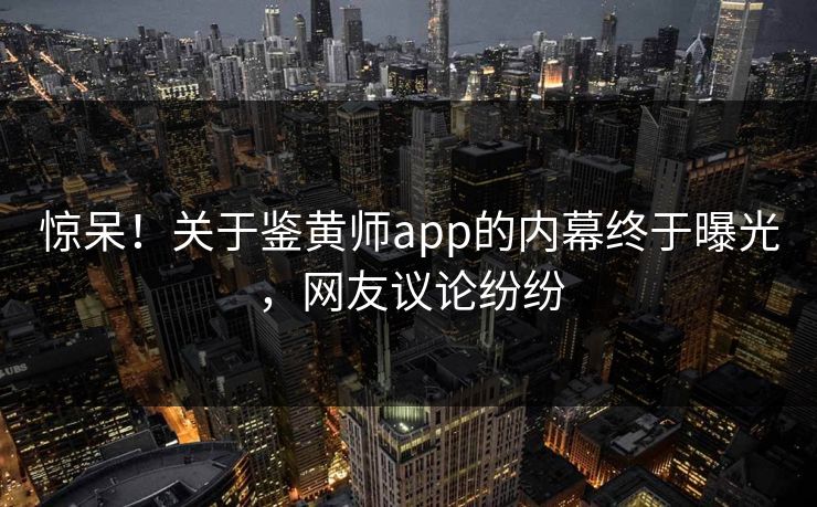 惊呆！关于鉴黄师app的内幕终于曝光，网友议论纷纷
