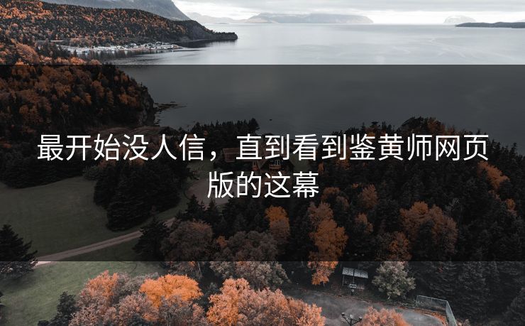 最开始没人信，直到看到鉴黄师网页版的这幕