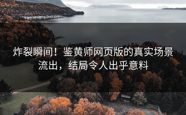 炸裂瞬间！鉴黄师网页版的真实场景流出，结局令人出乎意料