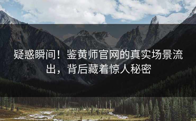疑惑瞬间！鉴黄师官网的真实场景流出，背后藏着惊人秘密