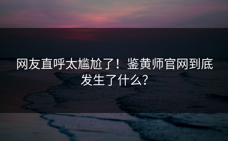 网友直呼太尴尬了！鉴黄师官网到底发生了什么？