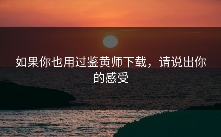 如果你也用过鉴黄师下载，请说出你的感受