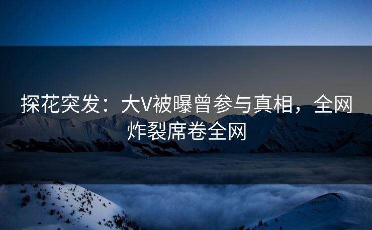 探花突发：大V被曝曾参与真相，全网炸裂席卷全网