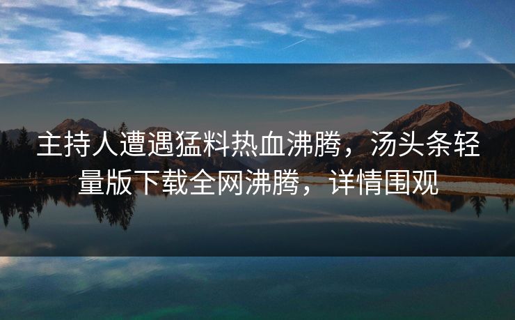 主持人遭遇猛料热血沸腾，汤头条轻量版下载全网沸腾，详情围观