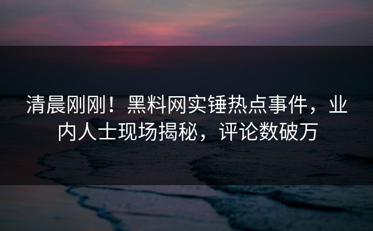 清晨刚刚！黑料网实锤热点事件，业内人士现场揭秘，评论数破万