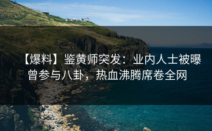 【爆料】鉴黄师突发：业内人士被曝曾参与八卦，热血沸腾席卷全网