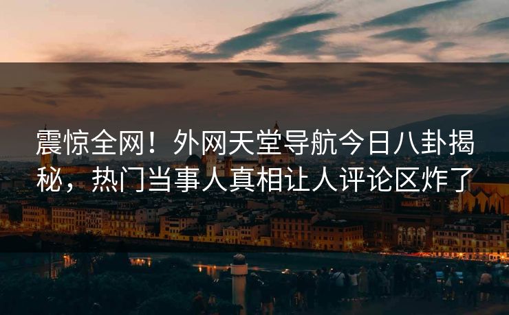 震惊全网！外网天堂导航今日八卦揭秘，热门当事人真相让人评论区炸了