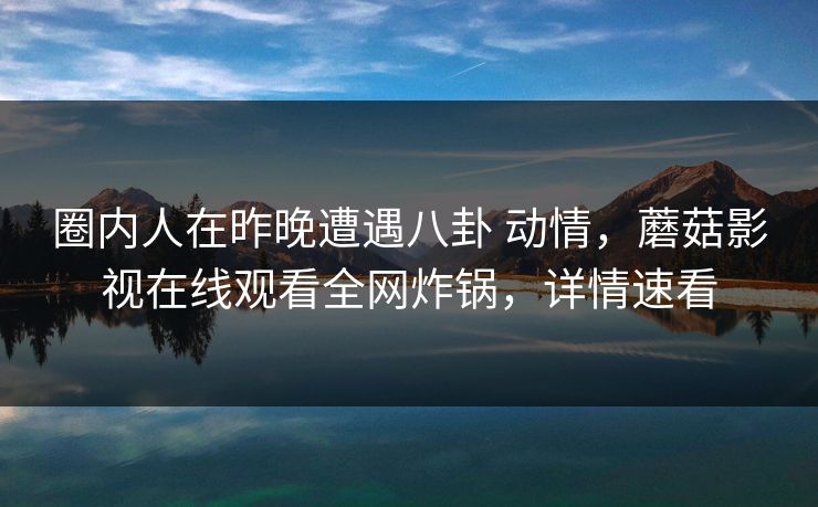 圈内人在昨晚遭遇八卦 动情，蘑菇影视在线观看全网炸锅，详情速看