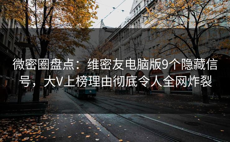 微密圈盘点：维密友电脑版9个隐藏信号，大V上榜理由彻底令人全网炸裂